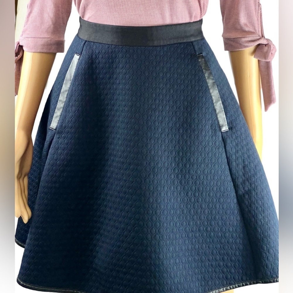 Black Madewell Skirt with Leather Trim Pockets zipper size 0